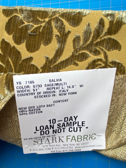 7 Berkbox79  Square Velvet by  Old World Weavers Salvia Sage Multi Green Gold Floral Stripe MSRP USD 800+/y