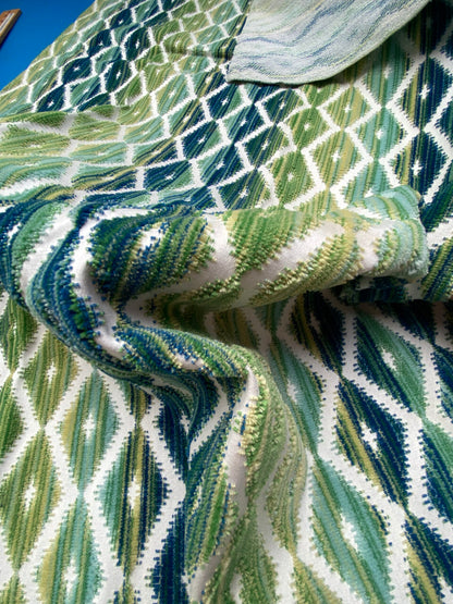 9 Berkbox79 Square Velvet by Grey Watkins Diamantina Ocean Deep Green Diamond Stripe MSRP USD306/y