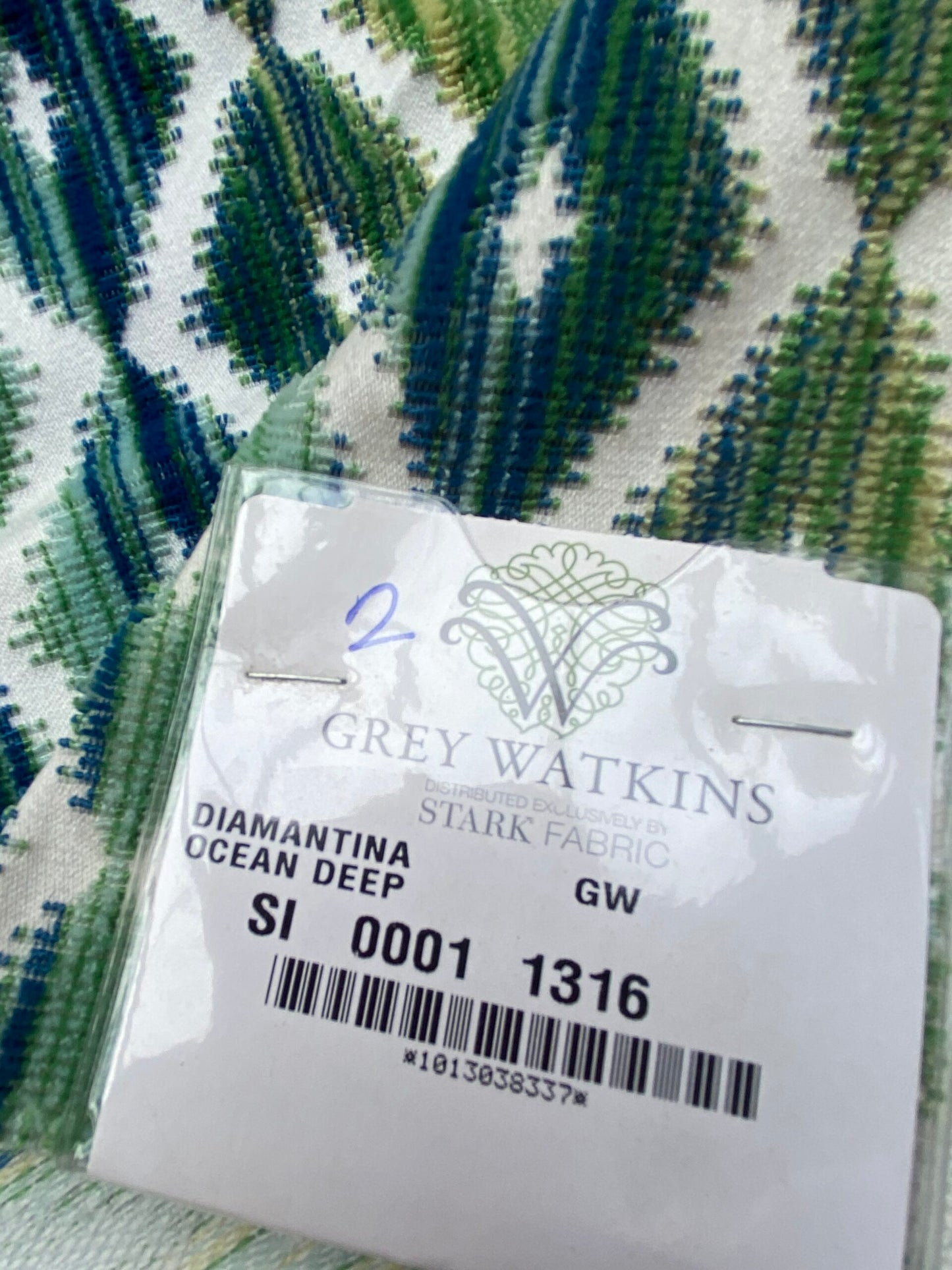 10 Berkbox79 Square Velvet by Grey Watkins Diamantina Ocean Deep Green Diamond Stripe MSRP USD306/y