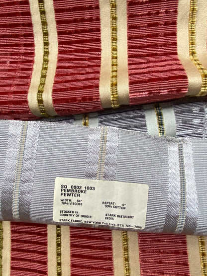 13 Berkbox79 Square Velvet by Old World Weavers Pembroke Coral Stripe Red Beige 26 x 34"Long MSRP USD504/y