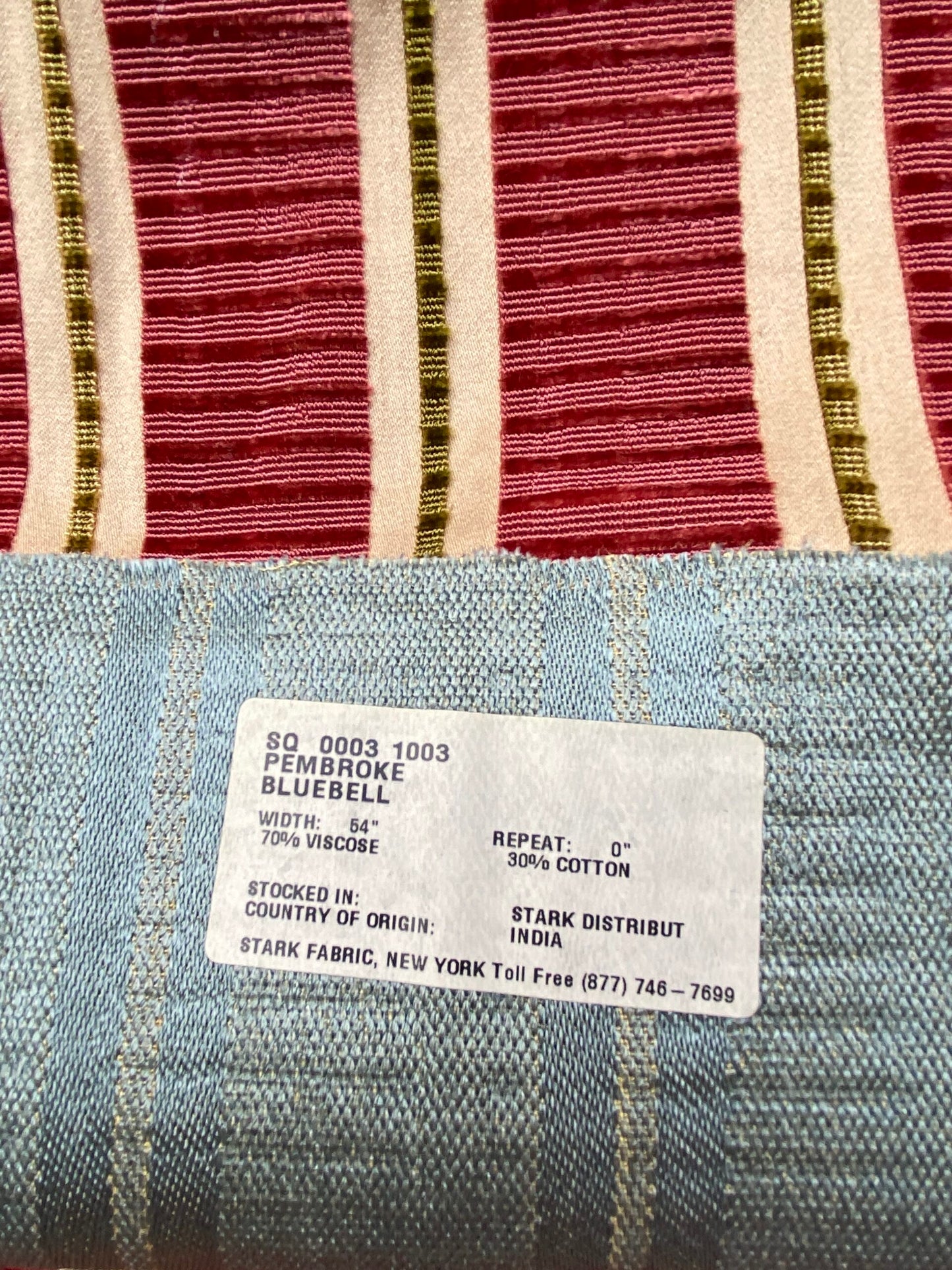 13 Berkbox79 Square Velvet by Old World Weavers Pembroke Coral Stripe Red Beige 26 x 34"Long MSRP USD504/y