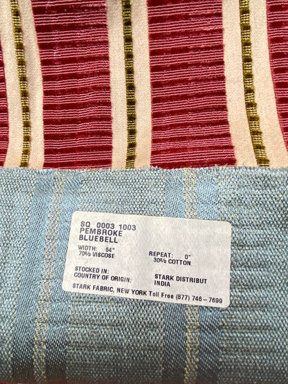 13 Berkbox79 Square Velvet by Old World Weavers Pembroke Coral Stripe Red Beige 26 x 34"Long MSRP USD504/y