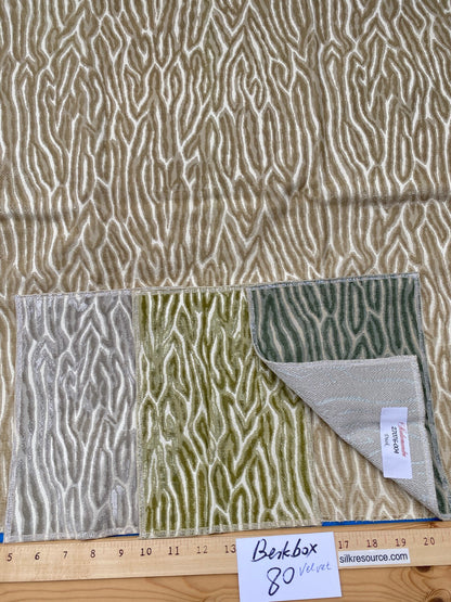 1 Berkbox80 Square Velvet by Scalamandre  Faux Bois Velvet Sand Abstract Beige MSRP USD504/y