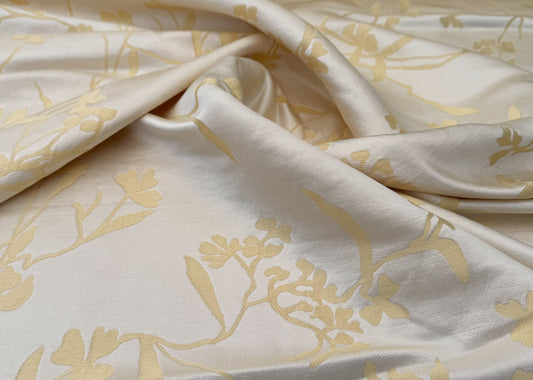 Beacon Hill Thale Cress in Yellow Beige Lotus Silk Lampas Wild Flower Botanical Study