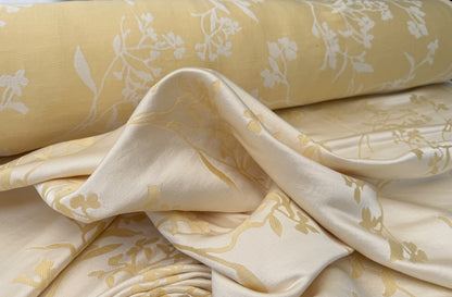 Beacon Hill Thale Cress in Yellow Beige Lotus Silk Lampas Wild Flower Botanical Study
