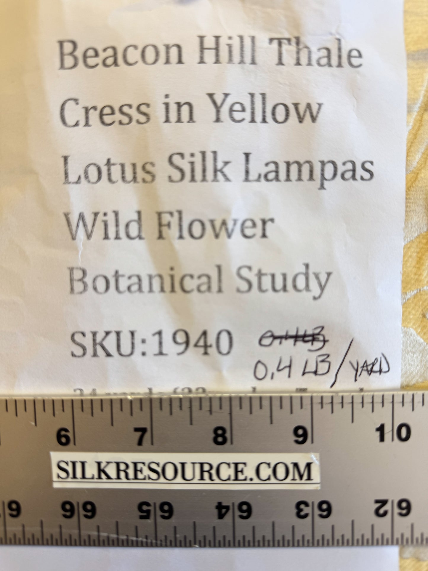 Beacon Hill Thale Cress in Yellow Beige Lotus Silk Lampas Wild Flower Botanical Study