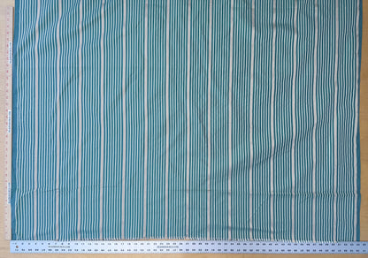 Designer Meadow Brooke Stripe in Dark Aqua Deep Blue and Gold 100% Silk Satin - By The Yard