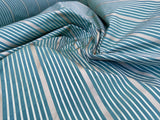 Designer Meadow Brooke Stripe in Dark Aqua Deep Blue and Gold 100% Silk Satin - By The Yard