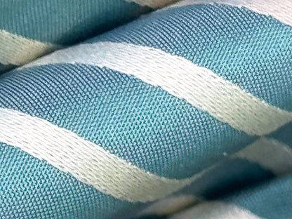 Designer Meadow Brooke Stripe in Dark Aqua Deep Blue and Gold 100% Silk Satin - By The Yard