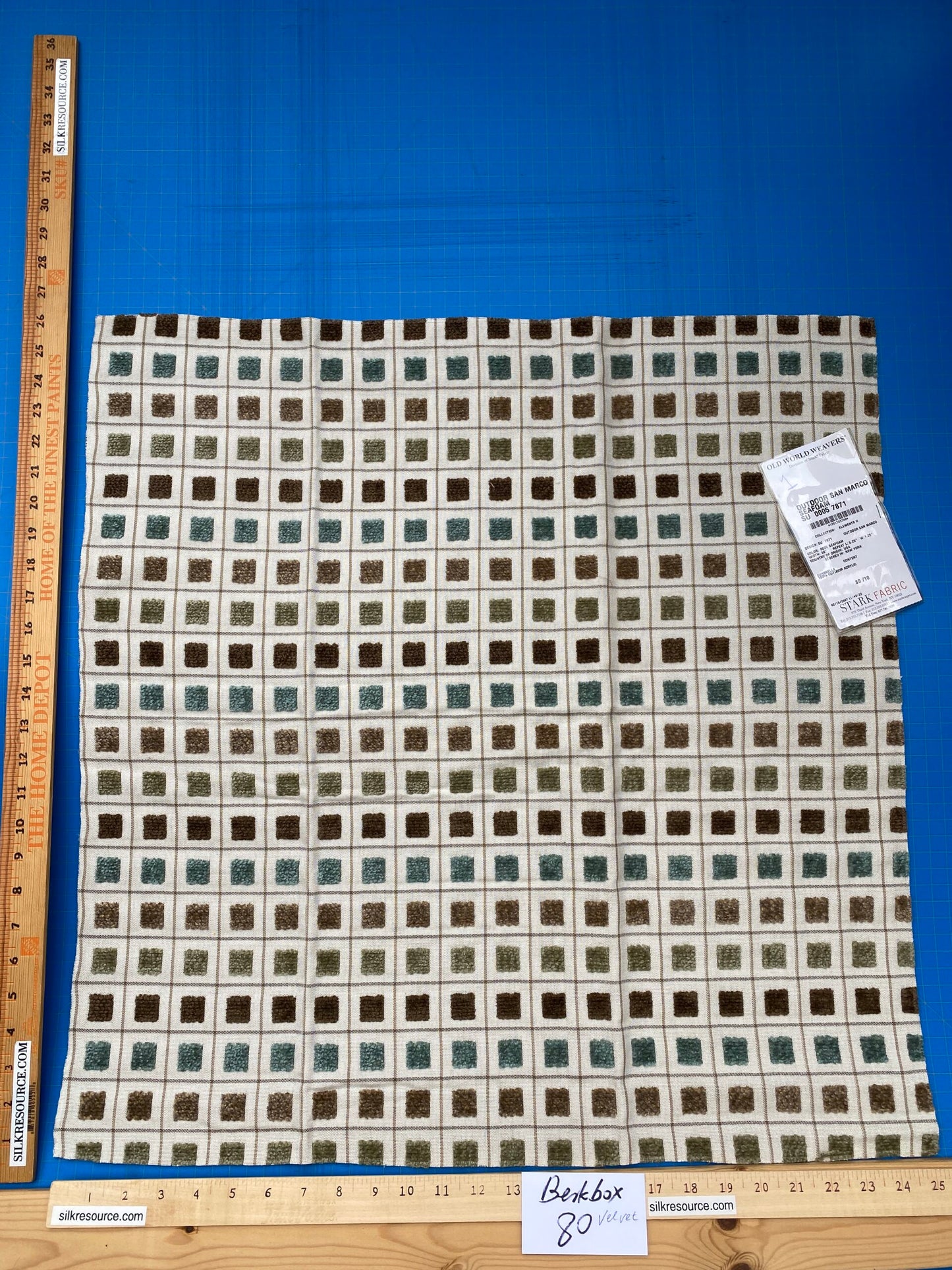 9 Berkbox80 Square Velvet by Old World Weavers Outdoor San Marco Seafoam Square Pattern MSRP USD272/y