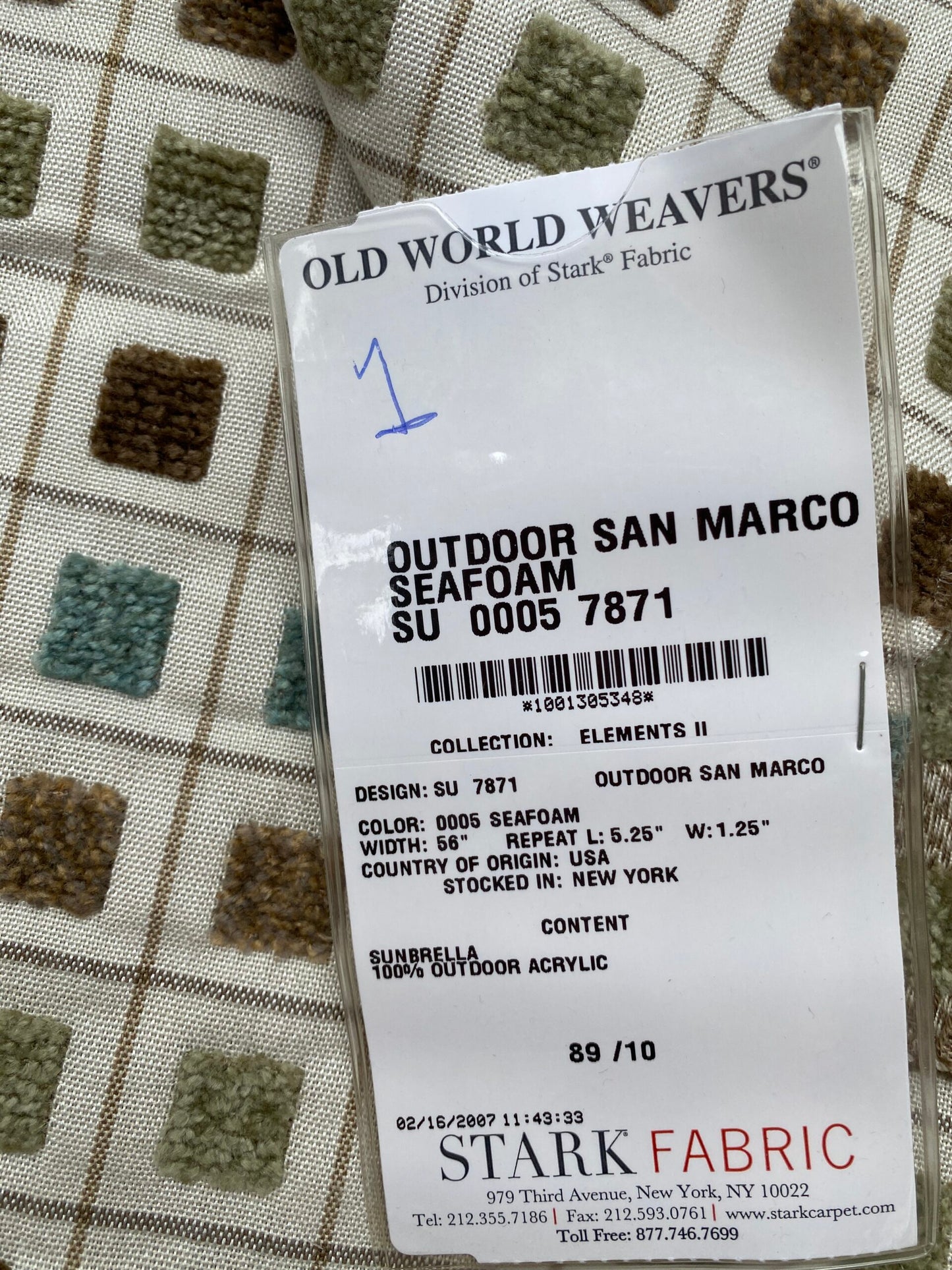 9 Berkbox80 Square Velvet by Old World Weavers Outdoor San Marco Seafoam Square Pattern MSRP USD272/y