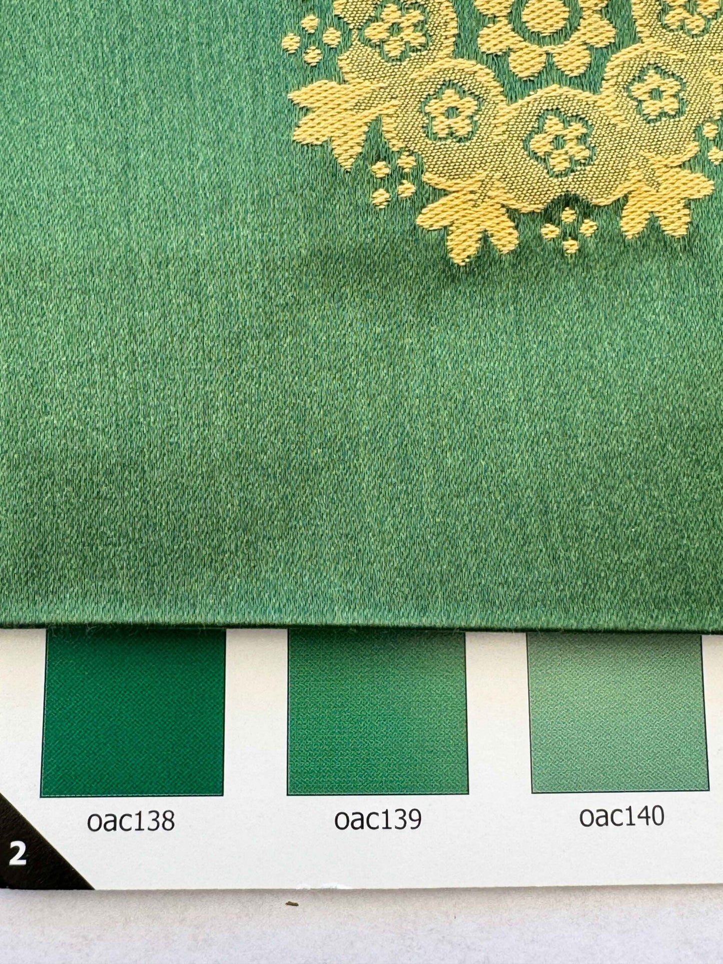 Scalamandre Green Neoclassical Botanical Floral Emerald Green Yellow Sunflower Medallion Silk Lampas56" x 43"