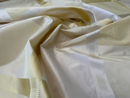 Beacon Hill Monte Rosa Yellow Lotus 100% Silk Plaid Satin Lemon White Cream Shimmering - By The Yard