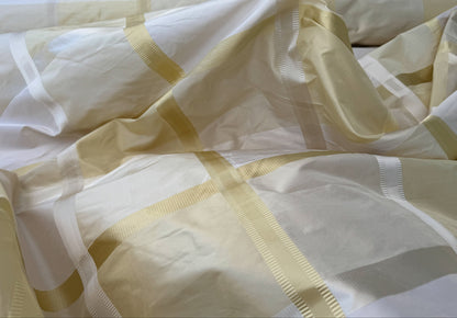 Beacon Hill Monte Rosa Yellow Lotus 100% Silk Plaid Satin Lemon White Cream Shimmering - By The Yard