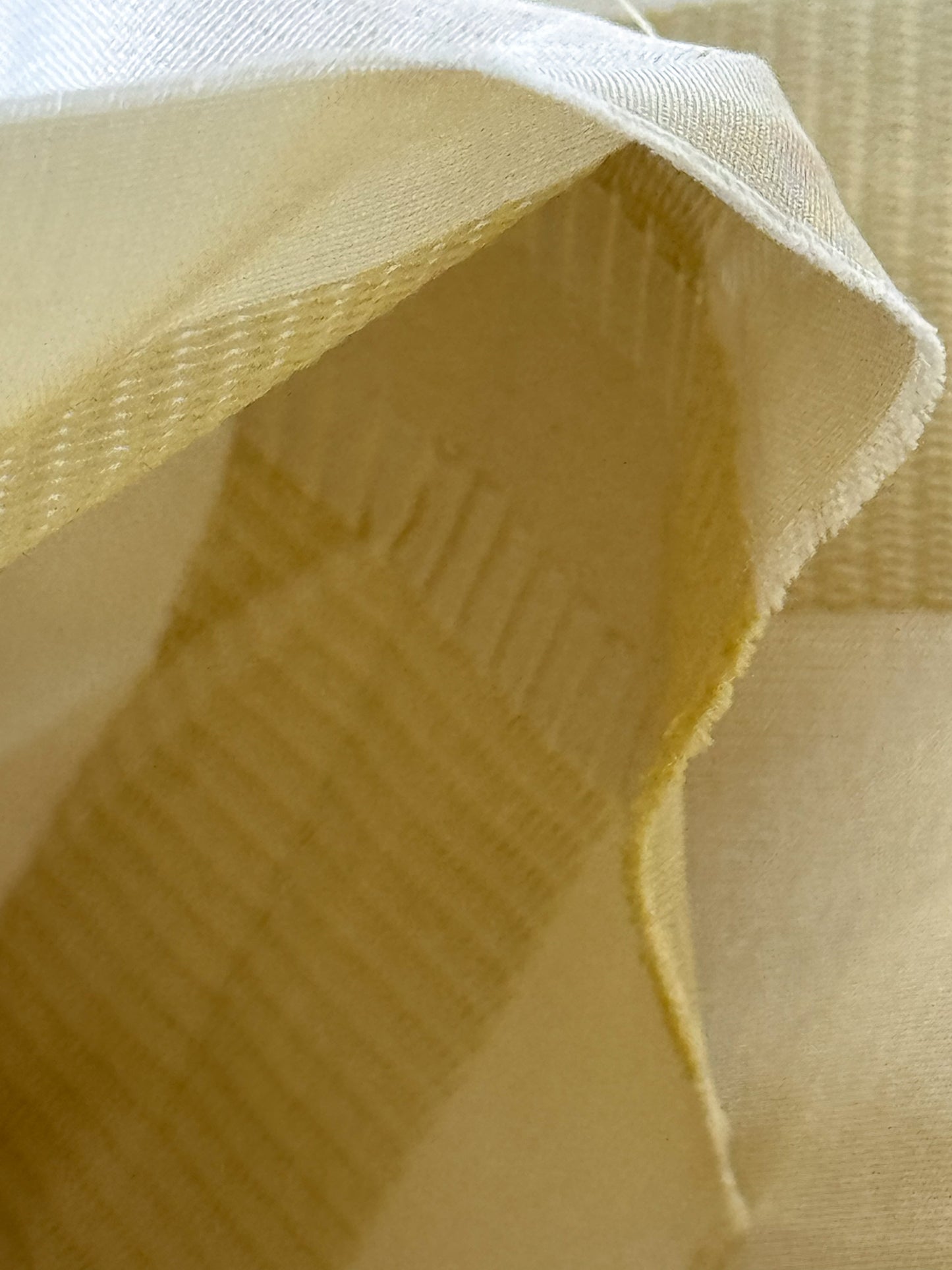 Beacon Hill Monte Rosa Yellow Lotus 100% Silk Plaid Satin Lemon White Cream Shimmering - By The Yard