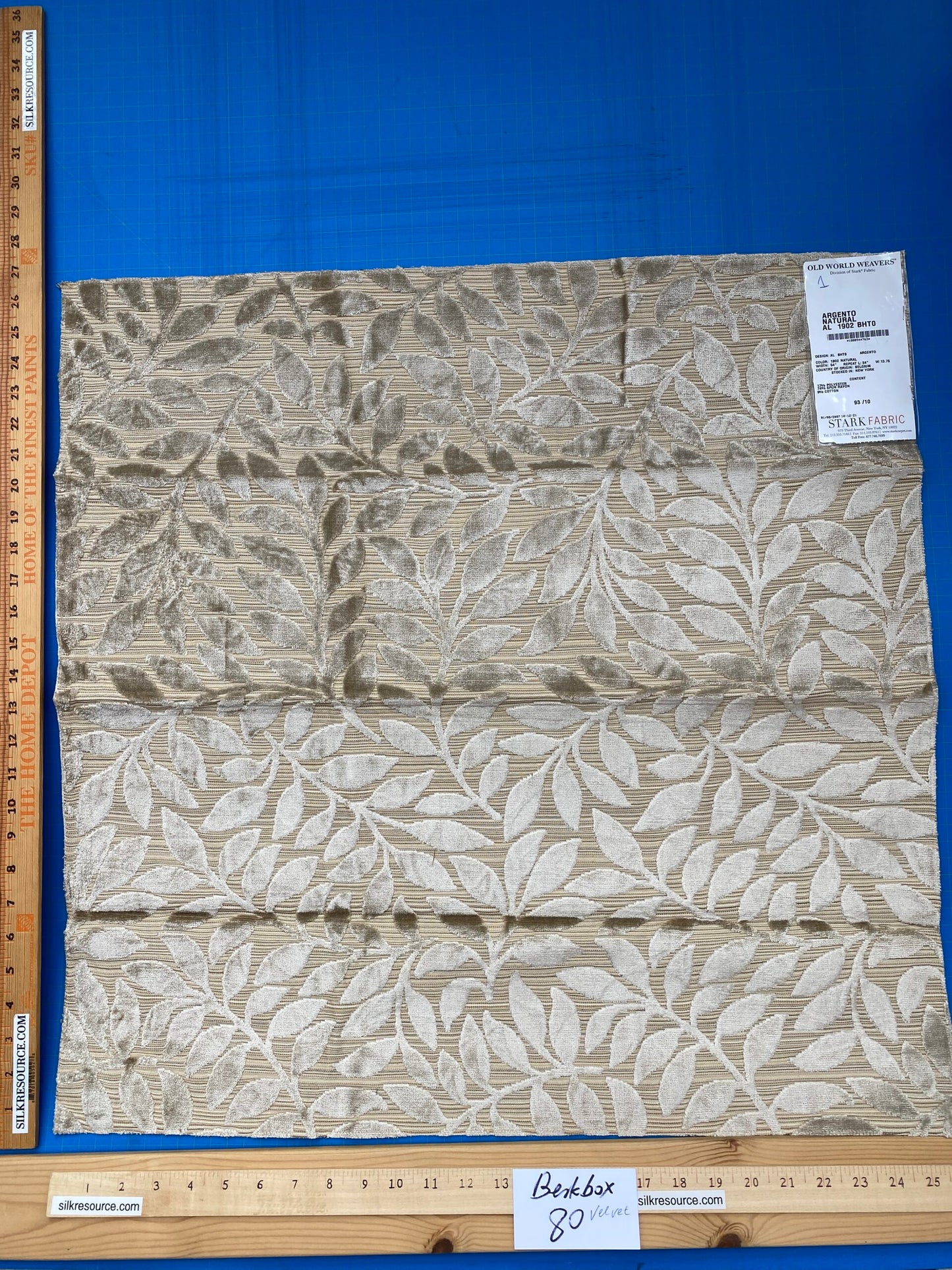 10 Berkbox80 Square Velvet by Old World Weavers Argento Natural Leaf Tree Foliage MSRP USD300+/y