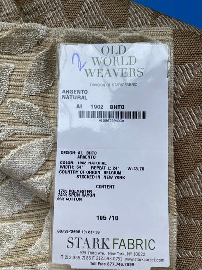 11 Berkbox80 Square Velvet by Old World Weavers Argento Natural Leaf Tree Foliage MSRP USD300+/y