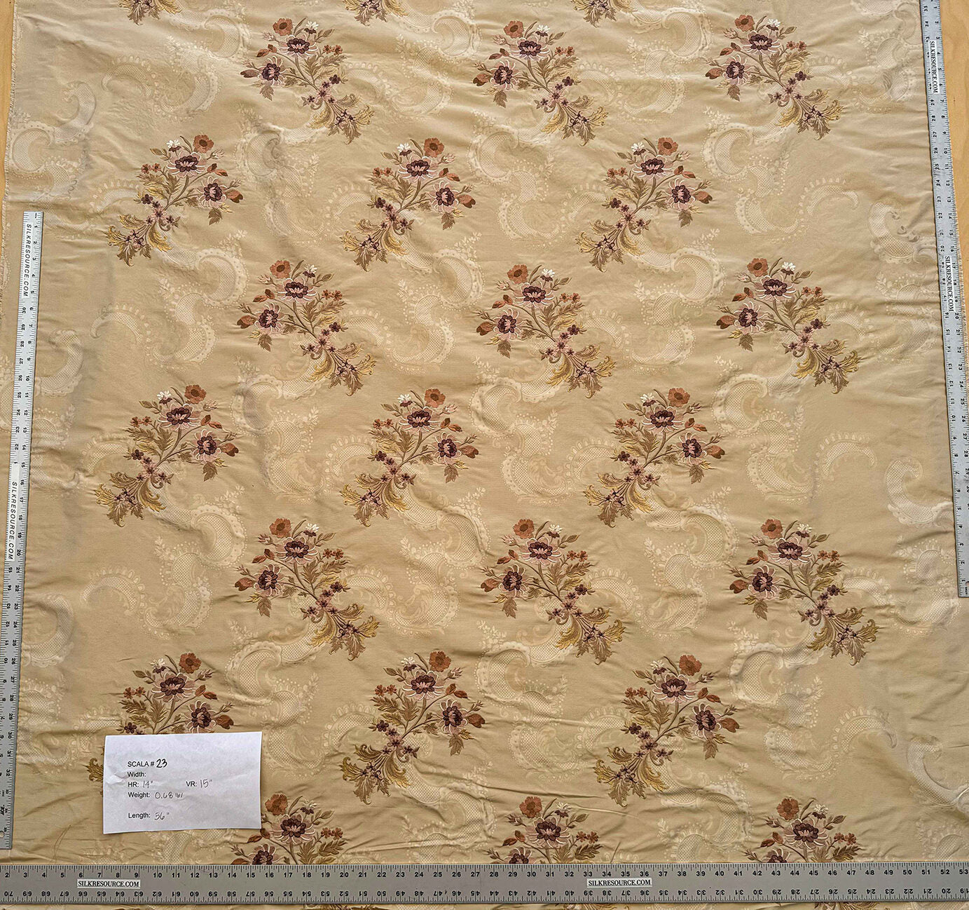 Scalamandre Floral Botanical Brown Beige Embroidery Historical 1.2y