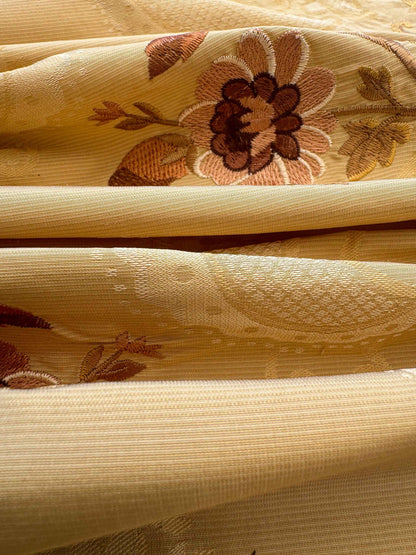 Scalamandre Floral Botanical Brown Beige Embroidery Historical 1.2y