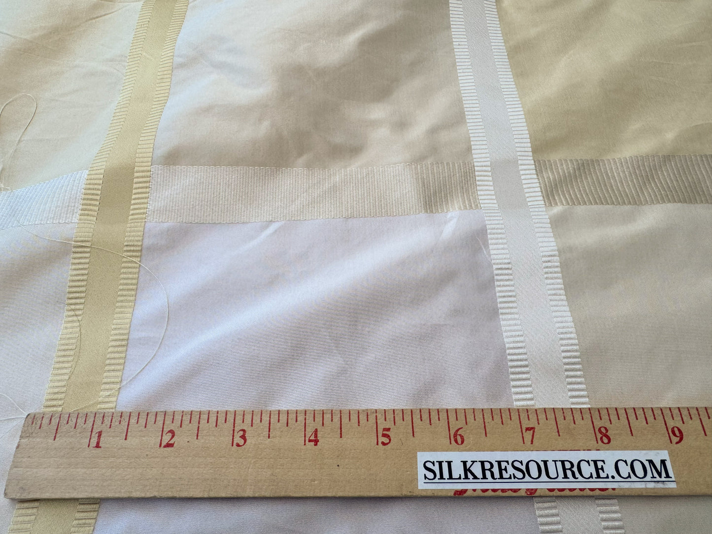 Beacon Hill Monte Rosa Yellow Lotus 100% Silk Plaid Satin Lemon White Cream Shimmering - By The Yard