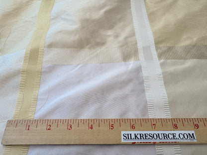 Beacon Hill Monte Rosa Yellow Lotus 100% Silk Plaid Satin Lemon White Cream Shimmering - By The Yard