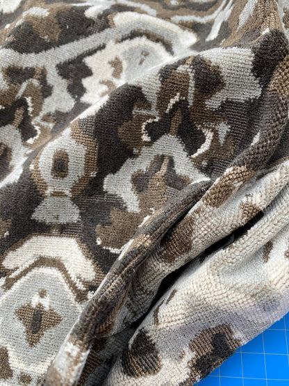 12 Berkbox80 Square Velvet by Scalamandre Oushak Linen Velvet Smoke Linen Abstract Brown Beige MSRP USD638/y Piece 1