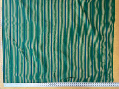 Designer Meadow Brooke Stripe in Emerald Deep Green and Sapphire Blue 100% Silk Satin - by The Yard