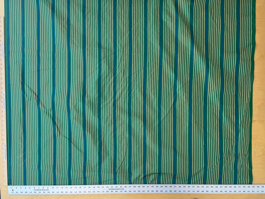 Designer Meadow Brooke Stripe in Emerald Deep Green and Sapphire Blue 100% Silk Satin - by The Yard