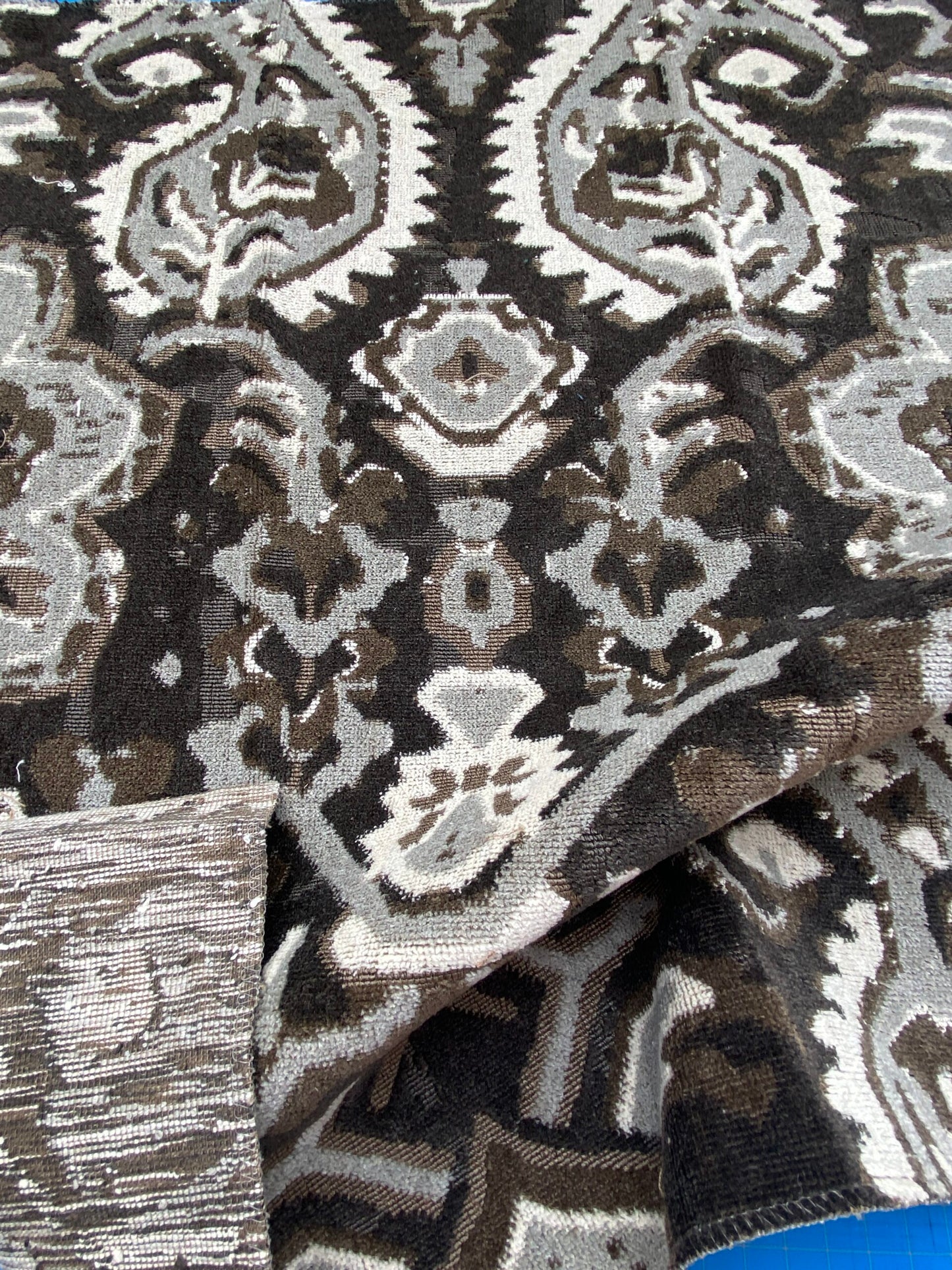 13 Berkbox80 Square Velvet by Scalamandre Oushak Linen Velvet Smoke Linen Abstract Brown Beige MSRP USD638/y Piece 2