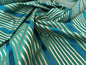 Designer Meadow Brooke Stripe in Emerald Deep Green and Sapphire Blue 100% Silk Satin - by The Yard