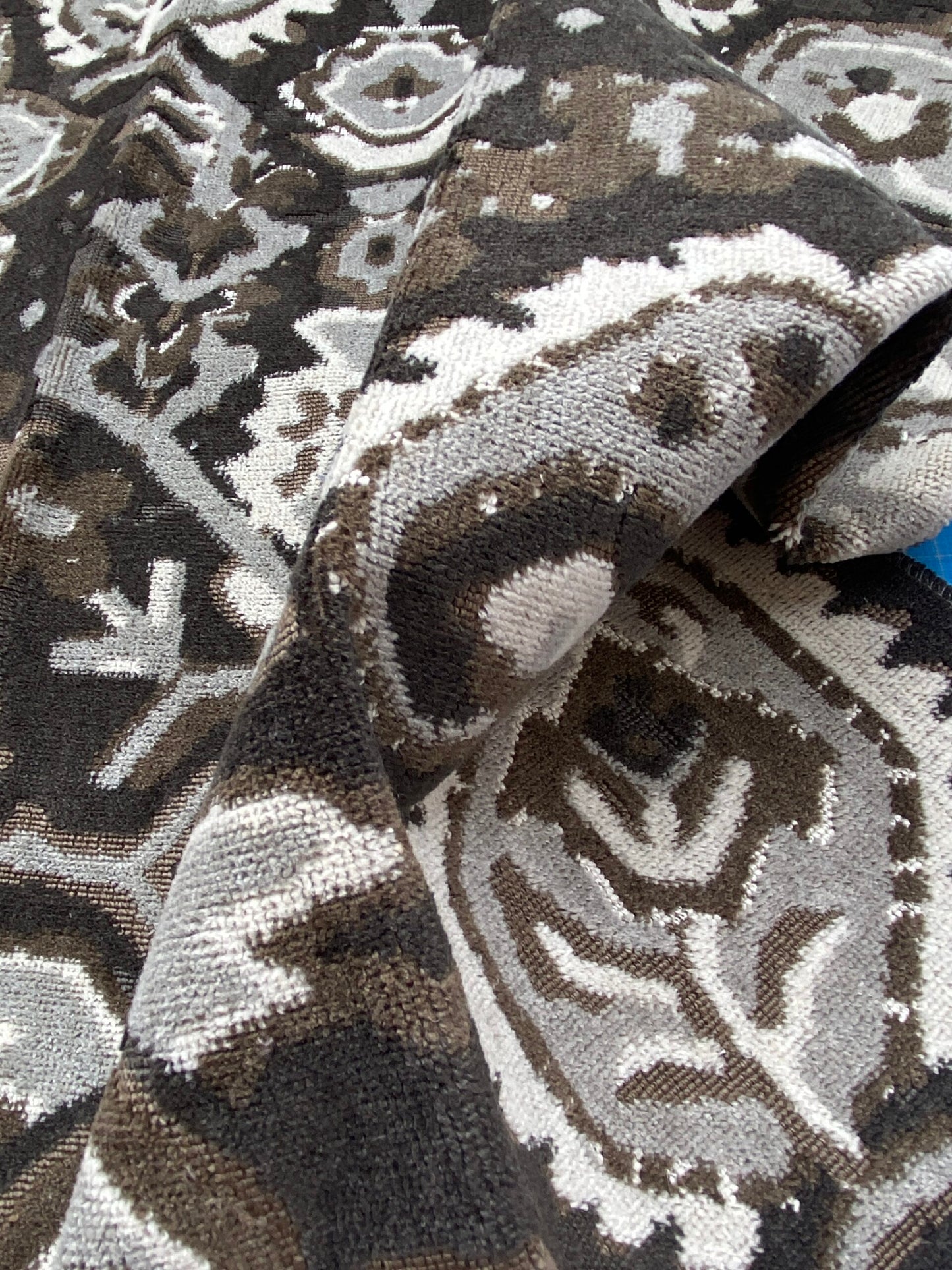 14 Berkbox80 Square Velvet by Scalamandre Oushak Linen Velvet Smoke Linen Abstract Brown Beige MSRP USD638/y Piece 3