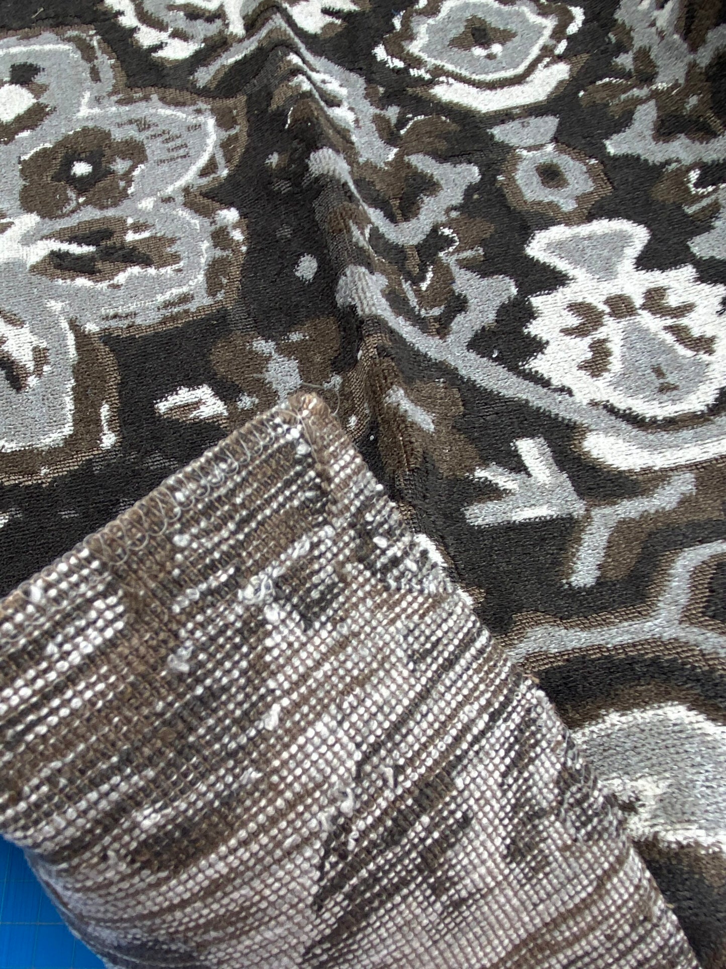 14 Berkbox80 Square Velvet by Scalamandre Oushak Linen Velvet Smoke Linen Abstract Brown Beige MSRP USD638/y Piece 3