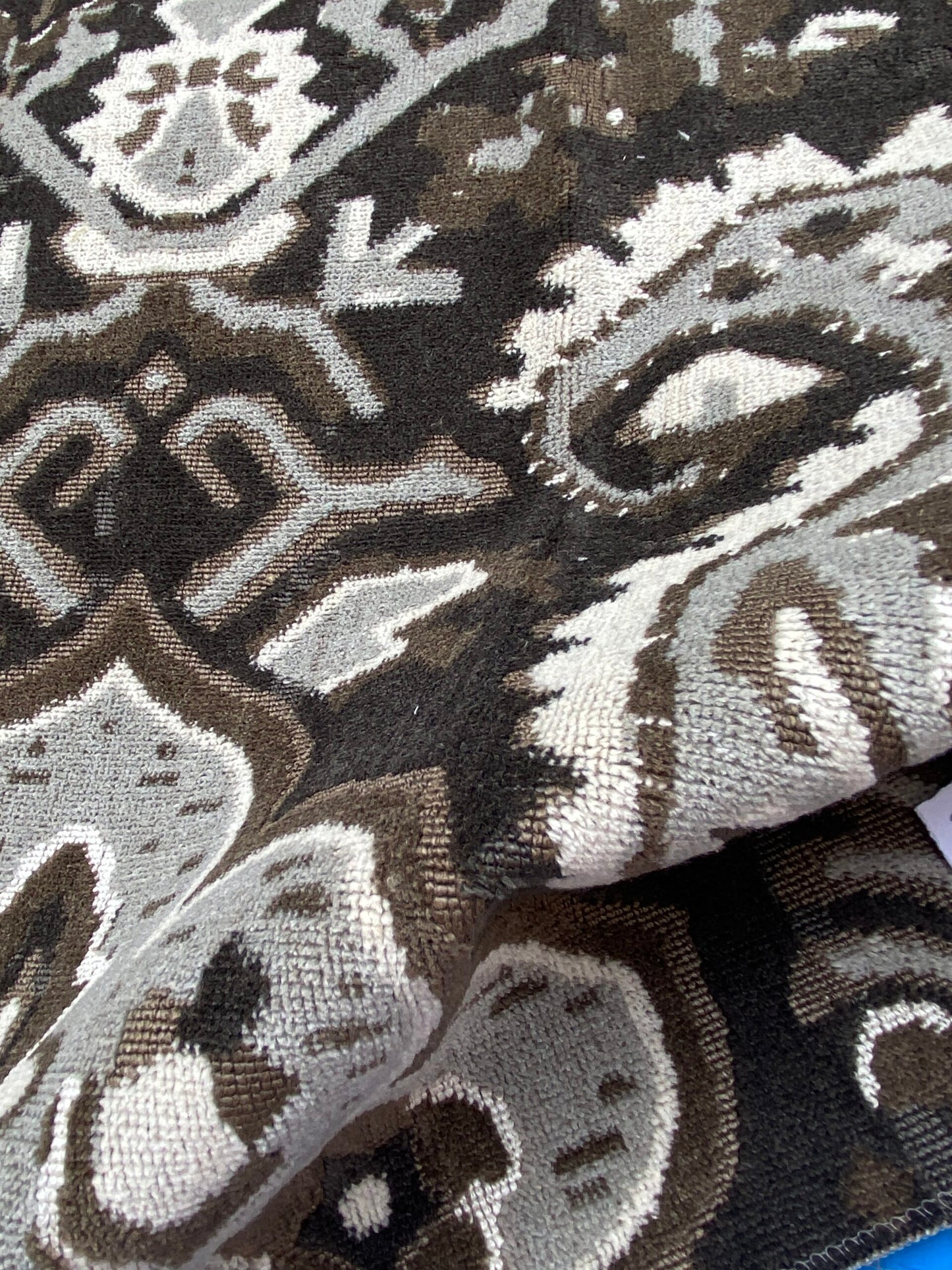 15 Berkbox80 Square Velvet by Scalamandre Oushak Linen Velvet Smoke Linen Abstract Brown Beige MSRP USD638/y Piece 4
