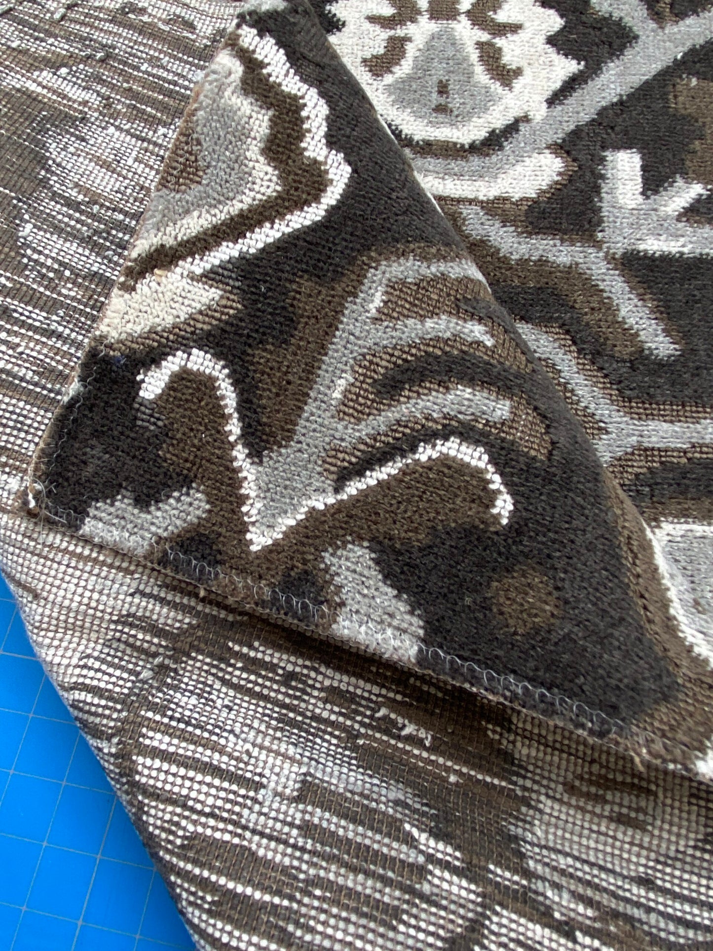15 Berkbox80 Square Velvet by Scalamandre Oushak Linen Velvet Smoke Linen Abstract Brown Beige MSRP USD638/y Piece 4