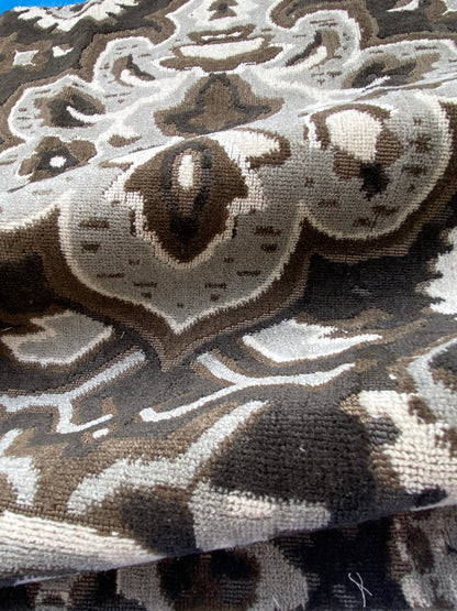 17 Berkbox80 Square Velvet by Scalamandre Oushak Linen Velvet Smoke Linen Abstract Brown Beige MSRP USD638/y Piece 7