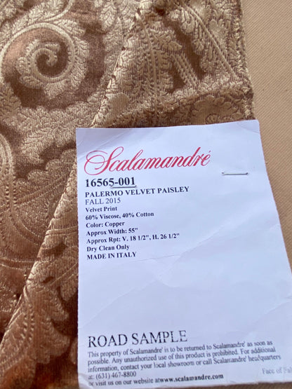 19 Berkbox80 Square Velvet by Scalamandre Palermo Velvet Paisley Copper Brown MSRP USD628/y