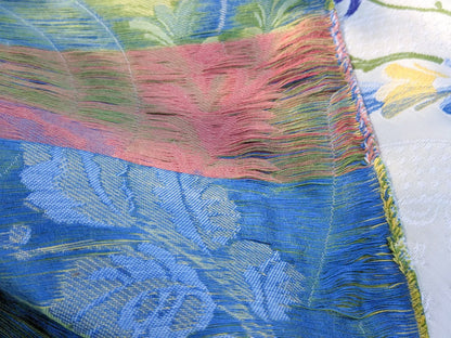 By Yard Scalamandre Seasons Light Rose and Green on Beige Blue Pink Rose Floral Foliage French Lampas MSRP USD 624/y