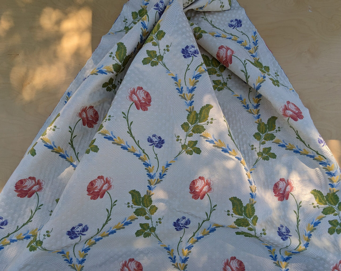 Scalamandre Seasons Light Rose and Green on Beige Rose Floral Foliage French Lampas MSRP USD 624/y