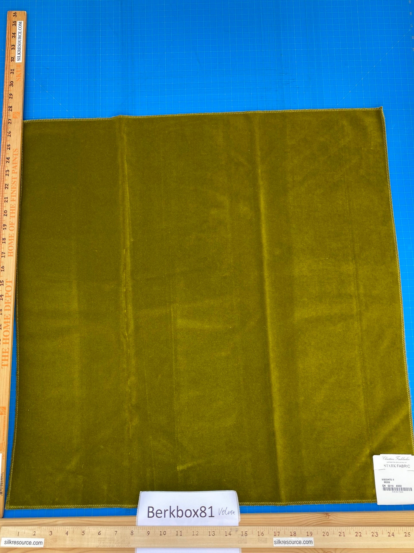 11 Berkbox81 Square Velvet by Christian Fischbacher Visconte II Moss Green Solid MSRP USD 300+/y