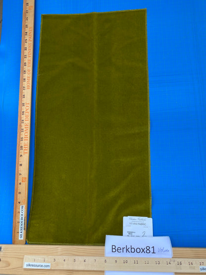 12 Berkbox81 Square Velvet by Christian Fischbacher Visconte II Moss Green Solid 26"L X 12"W MSRP USD300+/y