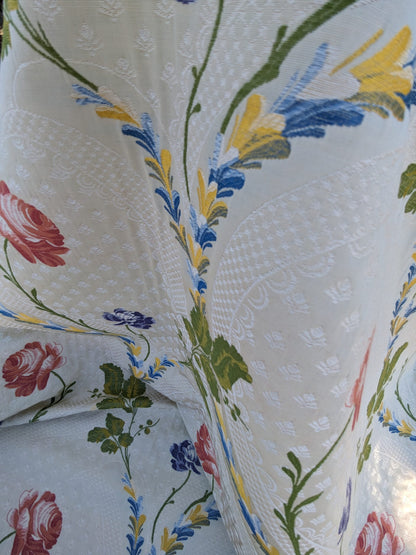 Scalamandre Seasons Light Rose and Green on Beige Rose Floral Foliage French Lampas MSRP USD 624/y