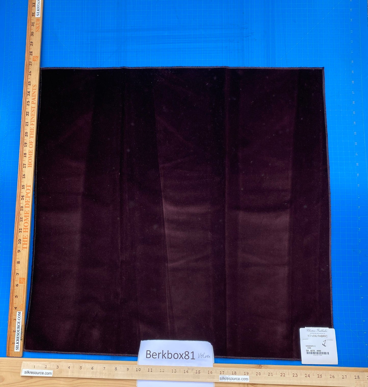 16 Berkbox81 Square Velvet by Christian Fischbacher Visconte II Vine Deep Brown Solid 26"L x 12"W  MSRP USD 300+/y