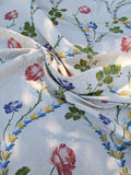 By Yard Scalamandre Seasons Light Rose and Green on Beige Blue Pink Rose Floral Foliage French Lampas MSRP USD 624/y