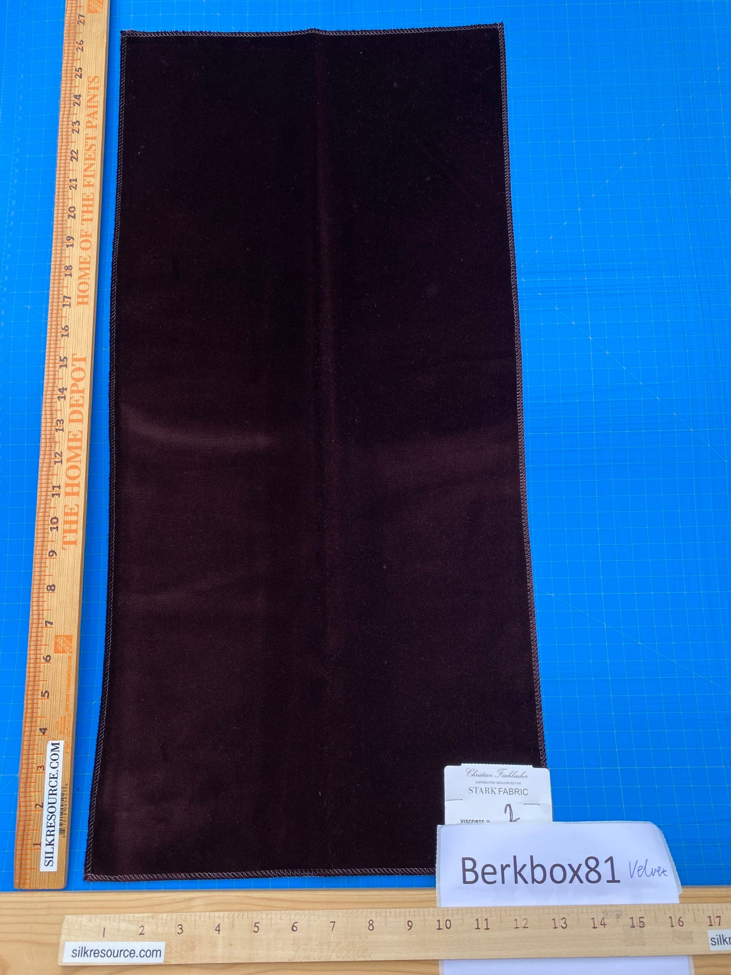 18 Berkbox81 Square Velvet by Christian Fischbacher Visconte II Vine Deep Brown Solid 26"L x 13"W  MSRP USD 300+/y