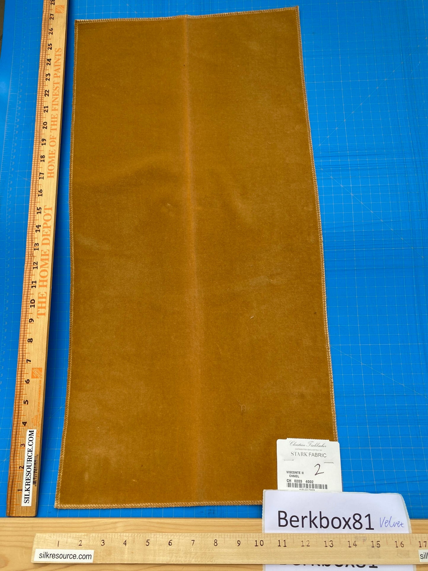 20 Berkbox81 Square Velvet by Christian Fischbacher Visconte II Camel Light Brown Solid 26"L x 13"W  MSRP USD 300+/y