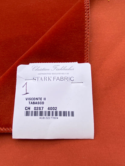 21 Berkbox81 Square Velvet by Christian Fischbacher Visconte II Tabasco Deep Orange Solid 26"L x 26"W  MSRP USD 300+/y