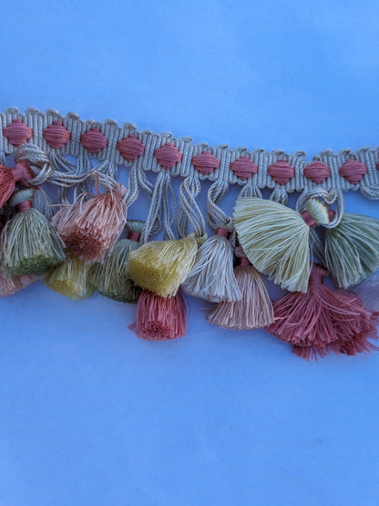 Scalamandre Silk Trim Follies Pink Green Yellow Tassel Coral Trim MSRP USD 260/Y