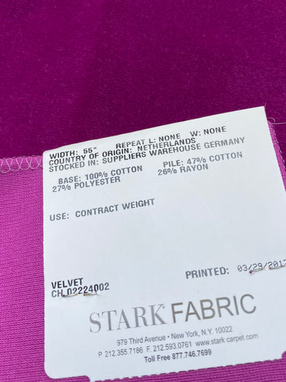 24 Berkbox81 Square Velvet by Christian Fischbacher Visconte II Orchid Pink Solid 26"L x 13"W  MSRP USD 300+/y