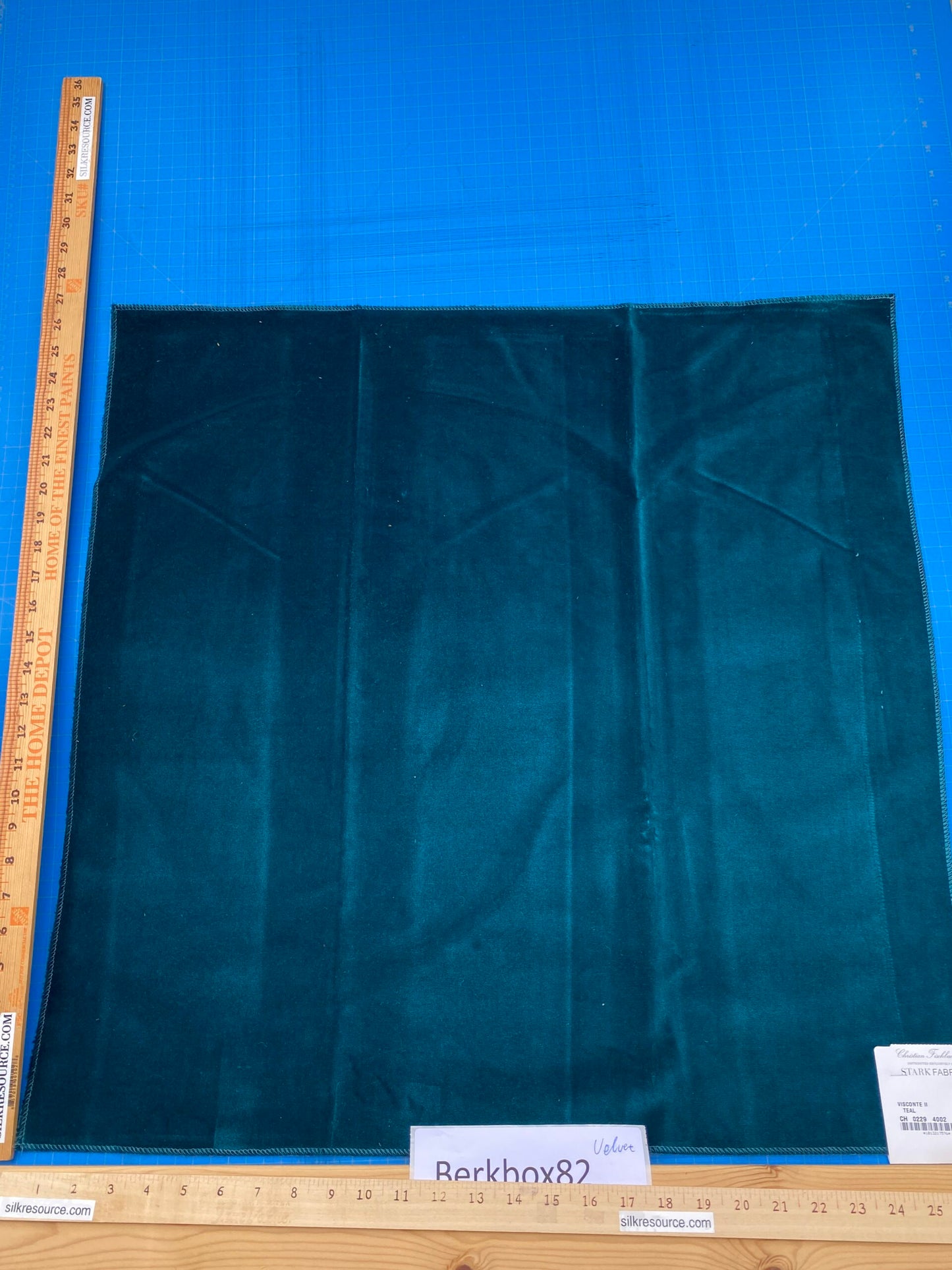 1 Berkbox82 Square Velvet by Christian Fischbacher Visconte II Teal Green Solid 26"L x 26"W  MSRP USD 300+/y