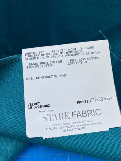 1 Berkbox82 Square Velvet by Christian Fischbacher Visconte II Teal Green Solid 26"L x 26"W  MSRP USD 300+/y